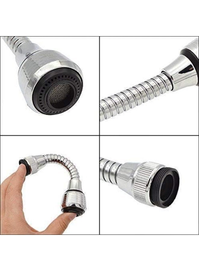 خرطوم رشاش للحوض برأس دوار مثبت بالصنبور من دون استخدام اليدين فضي - Image 4